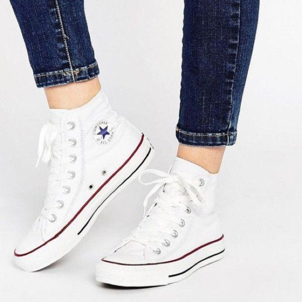 All white Hightop converse